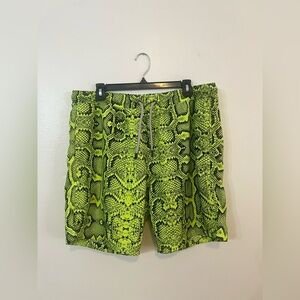 Surf Society Green Snake Print Board Shorts